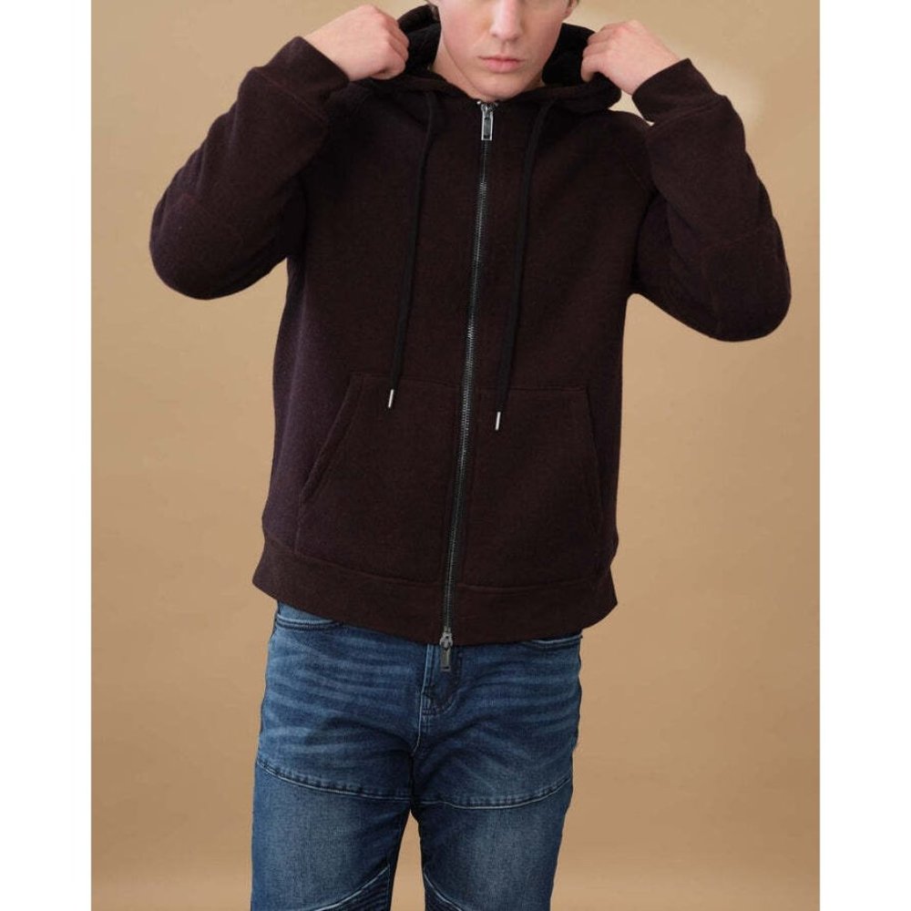 Industry Republic Clothing Hoodie Jacket NEW Mens Medium Bordeaux Faux Fur Lined